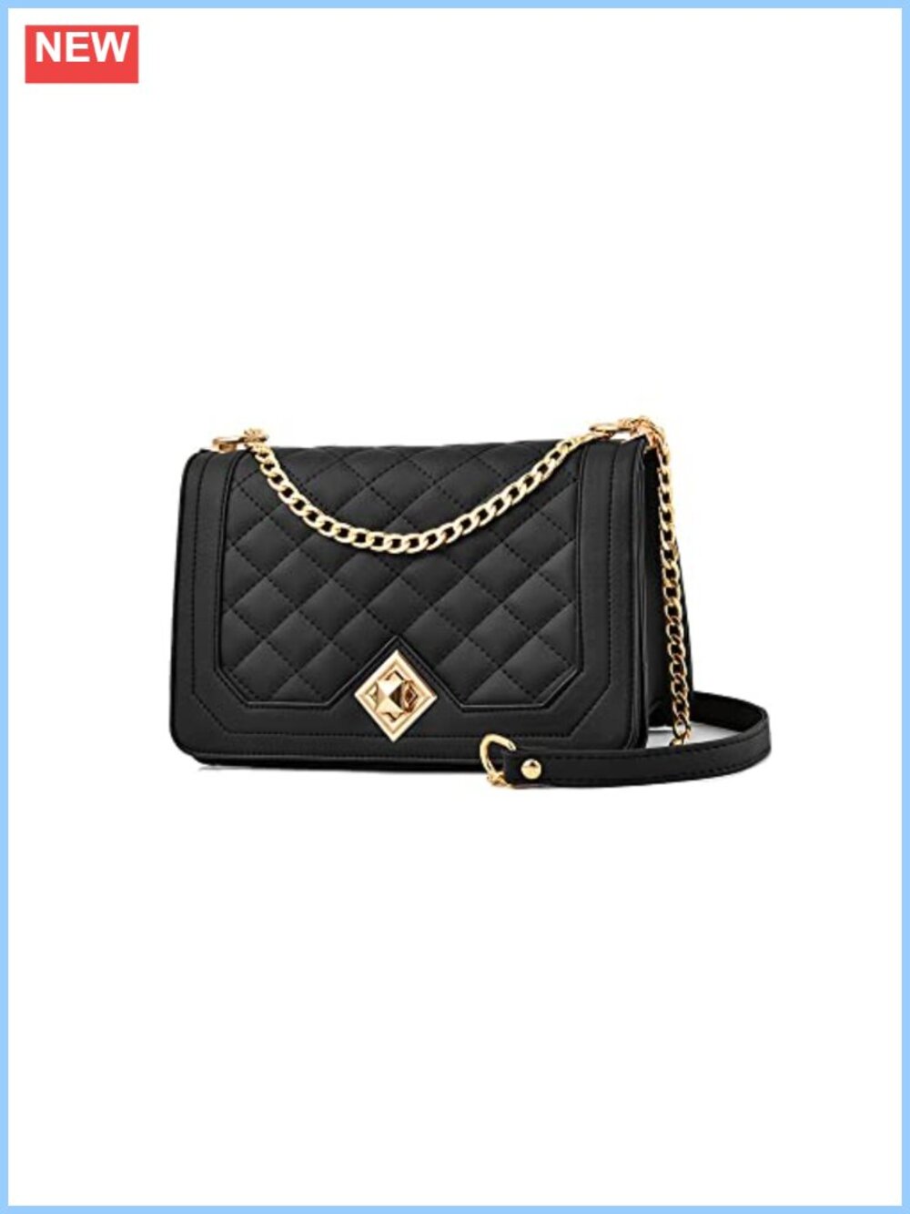 Quilted Crossbody Purse PU Leather Flap Handbag Evening Clutch Adjustable Chain